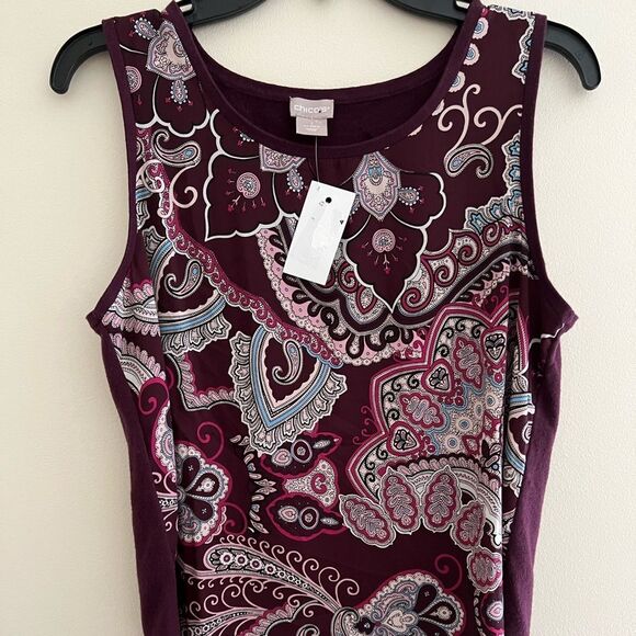NWT🏷 Chico's purple paisley tank, size 1 (Medium) - Picture 4 of 9